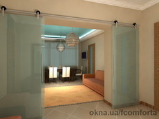 Цельностеклянные раздвижные двери